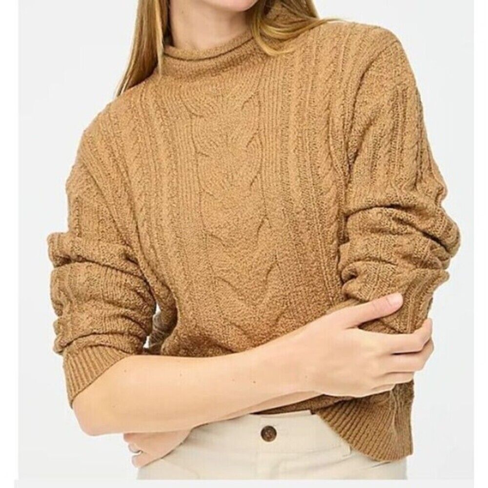 J Crew Women's Plus Size Rollneck Cable Knit Sweater‎ Brown Size 3X